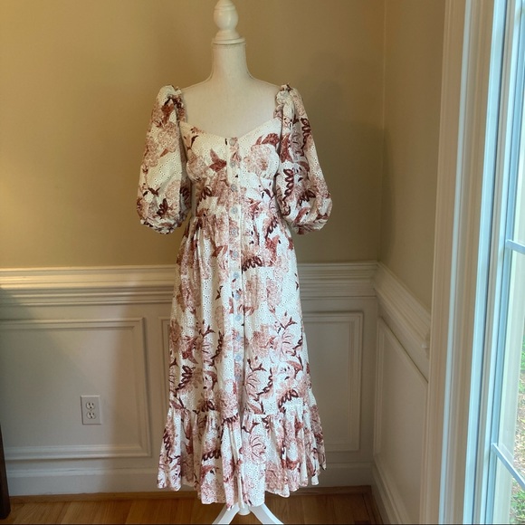 CHARINA SARTE Caroline Brown White Floral Lace Dress NWT - Picture 16 of 16